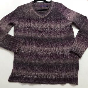 Prana Purple Ombre Cable Knit Sweater, Size Large